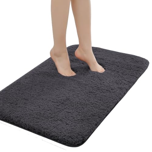 MTKSFDC Badematte rutschfest Anti-Schlupf-Badezimmerbodenmatte Wasser saugfähige Badematte Haus Dekoration(Dark Grey,50cm x 80cm) von MTKSFDC