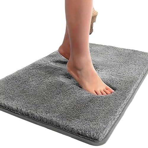 MTKSFDC Badematte rutschfest Anti-Schlupf-Badezimmerbodenmatte Wasser saugfähige Badematte Haus Dekoration(Grey,50cm x 80cm) von MTKSFDC