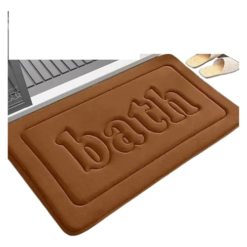 MTKSFDC Badematte rutschfest Badezimmer-Anti-Rutsch-Bodenmatte, weiche Badezimmermatte, wasserabsorbierende Badematte, 1,2 cm Dicker Stoff, Fußmatte, Heimdekoration(Brown,50x80CM) von MTKSFDC