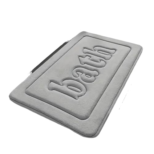 MTKSFDC Badematte rutschfest Badezimmer-Anti-Rutsch-Bodenmatte, weiche Badezimmermatte, wasserabsorbierende Badematte, 1,2 cm Dicker Stoff, Fußmatte, Heimdekoration(Gray,40x60CM) von MTKSFDC