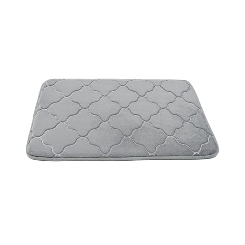 MTKSFDC Badematte rutschfest Geprägte Badezimmer-Badematte, Korallenvlies, Rutschfester Teppich in der Badewanne, Bodenteppich, Duschraum, Fußmatte, Memory-Schaum-Pad(Grey 1,50x80cm) von MTKSFDC