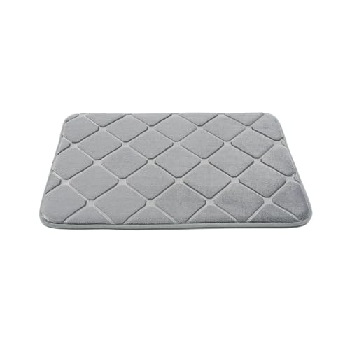 MTKSFDC Badematte rutschfest Geprägte Badezimmer-Badematte, Korallenvlies, Rutschfester Teppich in der Badewanne, Bodenteppich, Duschraum, Fußmatte, Memory-Schaum-Pad(Grey 3,40x60cm) von MTKSFDC