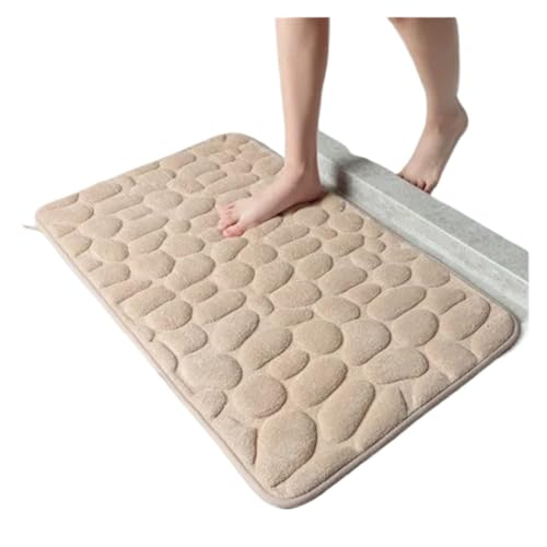 MTKSFDC Badematte rutschfest Geprägte Badezimmer-Badematte, Korallenvlies, Rutschfester Teppich in der Badewanne, Bodenteppich, Duschraum, Fußmatte, Memory-Schaum-Pad(Khaki,50x80cm) von MTKSFDC