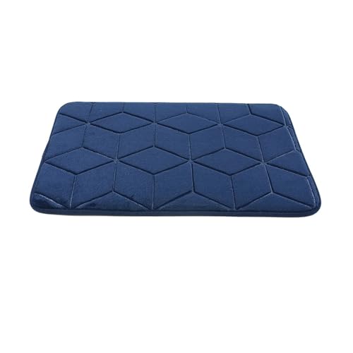 MTKSFDC Badematte rutschfest Geprägte Badezimmer-Badematte, Korallenvlies, Rutschfester Teppich in der Badewanne, Bodenteppich, Duschraum, Fußmatte, Memory-Schaum-Pad(Navy Blue 1,50x80cm) von MTKSFDC