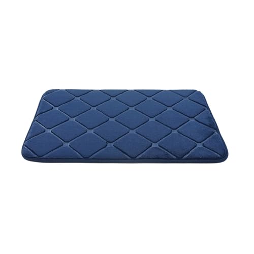 MTKSFDC Badematte rutschfest Geprägte Badezimmer-Badematte, Korallenvlies, Rutschfester Teppich in der Badewanne, Bodenteppich, Duschraum, Fußmatte, Memory-Schaum-Pad(Navy Blue 2,50x80cm) von MTKSFDC