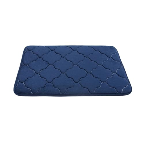 MTKSFDC Badematte rutschfest Geprägte Badezimmer-Badematte, Korallenvlies, Rutschfester Teppich in der Badewanne, Bodenteppich, Duschraum, Fußmatte, Memory-Schaum-Pad(Navy Blue 3,40x60cm) von MTKSFDC