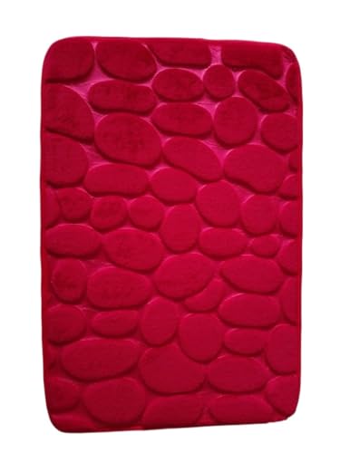 MTKSFDC Badematte rutschfest Geprägte Badezimmer-Badematte, Korallenvlies, Rutschfester Teppich in der Badewanne, Bodenteppich, Duschraum, Fußmatte, Memory-Schaum-Pad(Red,40x60cm) von MTKSFDC