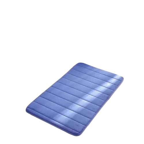 MTKSFDC Badematte rutschfest Geprägte Badezimmer-Badematte, Korallenvlies, Rutschfester Teppich in der Badewanne, Bodenteppich, Duschraum, Fußmatte, Memory-Schaum-Pad(Striped Dark Blue,50x80cm) von MTKSFDC