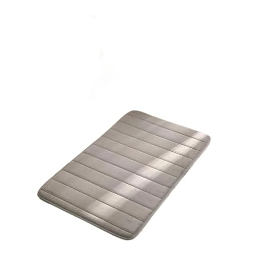 MTKSFDC Badematte rutschfest Geprägte Badezimmer-Badematte, Korallenvlies, Rutschfester Teppich in der Badewanne, Bodenteppich, Duschraum, Fußmatte, Memory-Schaum-Pad(Striped Grey,40x60cm) von MTKSFDC