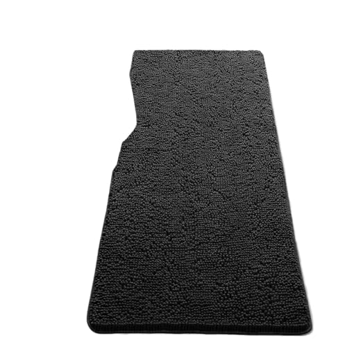 MTKSFDC Badematte rutschfest Verdickte Badezimmer-Anti-Rutsch-Badematte mit wasserabsorbierendem Badezimmerteppich, Eingangskorridor-Fußmatten-Teppich(Black,61cmx152cm) von MTKSFDC
