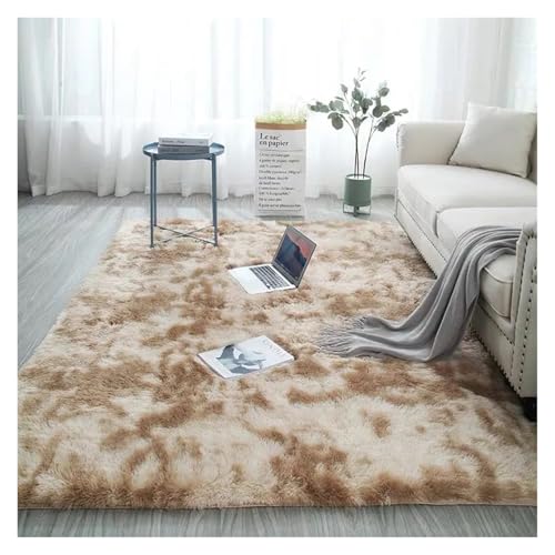 MTKSFDC Schlafzimmer Teppich Große Teppiche for modernes Wohnzimmer, Langhaar-Lounge-Teppich im Schlafzimmer, pelzige Dekoration, Flauschige Boden-Nachttischmatten(Khaki,160x200cm) von MTKSFDC