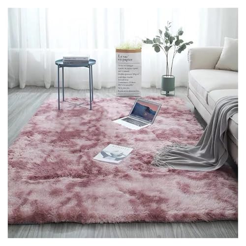 MTKSFDC Schlafzimmer Teppich Große Teppiche for modernes Wohnzimmer, Langhaar-Lounge-Teppich im Schlafzimmer, pelzige Dekoration, Flauschige Boden-Nachttischmatten(Lotus Root Pink,80x200cm) von MTKSFDC