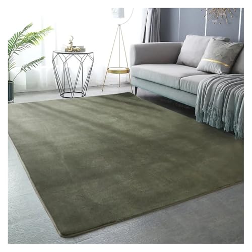 MTKSFDC Schlafzimmer Teppich Korallensamt-Teppiche for Moderne Wohnzimmerdekoration, Dicker, kurzer Plüsch-Teppich, Kinderschlafzimmer-Spielkriechmatte, Balkonkissen(Green,40x60cm 15.7x23.6in) von MTKSFDC