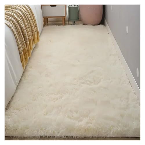 MTKSFDC Schlafzimmer Teppich Nacht Plüsch Teppich Boden Wohnzimmer Kaffee Tisch Schlafzimmer Haushalt Matte Teppich Wohnkultur Schönes Zimmer Mädchen Kinder Haustier(Beige,50x80cm) von MTKSFDC