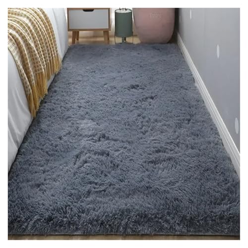 MTKSFDC Schlafzimmer Teppich Nacht Plüsch Teppich Boden Wohnzimmer Kaffee Tisch Schlafzimmer Haushalt Matte Teppich Wohnkultur Schönes Zimmer Mädchen Kinder Haustier(Grey,60x200cm) von MTKSFDC