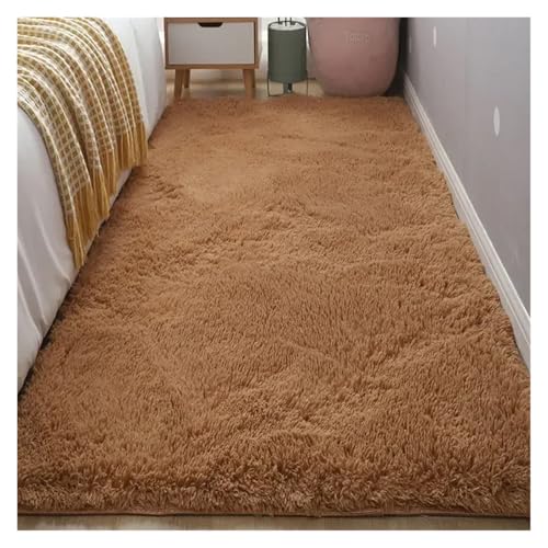 MTKSFDC Schlafzimmer Teppich Nacht Plüsch Teppich Boden Wohnzimmer Kaffee Tisch Schlafzimmer Haushalt Matte Teppich Wohnkultur Schönes Zimmer Mädchen Kinder Haustier(Khaki,80x200cm) von MTKSFDC