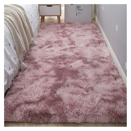 MTKSFDC Schlafzimmer Teppich Nacht Plüsch Teppich Boden Wohnzimmer Kaffee Tisch Schlafzimmer Haushalt Matte Teppich Wohnkultur Schönes Zimmer Mädchen Kinder Haustier(Pink Purple,50x80cm) von MTKSFDC