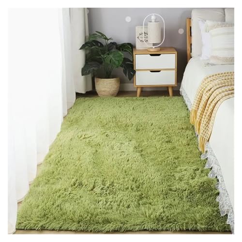 MTKSFDC Schlafzimmer Teppich Schlafzimmer Teppich Flauschige Teppiche for Wohnzimmer Große Nachttisch Kinder Spiel Matte Weiche Wohnkultur Balkon Shaggy Decke(Grass Green,50x80cm I 19x31in) von MTKSFDC