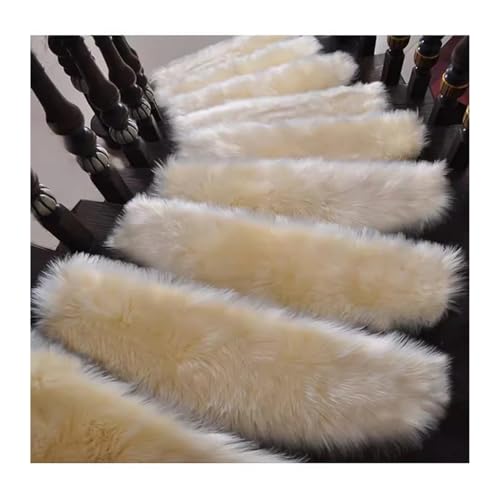 MTKSFDC Stufenmatten Selbstklebend 2PCS Treppenmatten for Holzmarmortreppenmattenteppich Nicht klebender Selbstklebender rotierender Stummteppich rechteckig(Beige,20x40cm) von MTKSFDC