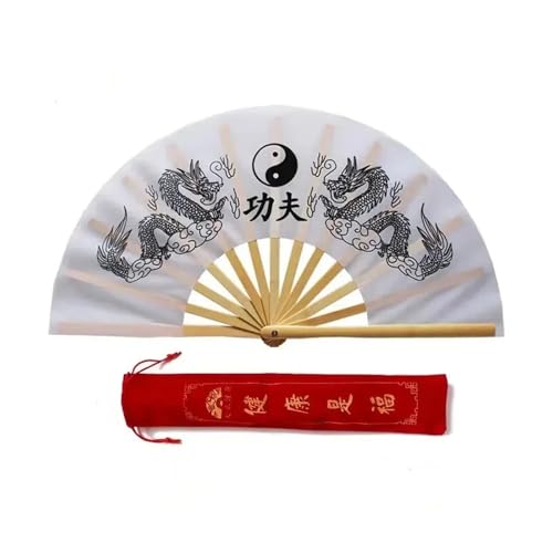MTKSFDC Tai Chi FäCher Tai Chi Fan Double Dragon Kung Fu Faltring Fan Klassischer roter Performance-Kampfsport-Fitness-Tanzfan(B6 38cm) von MTKSFDC
