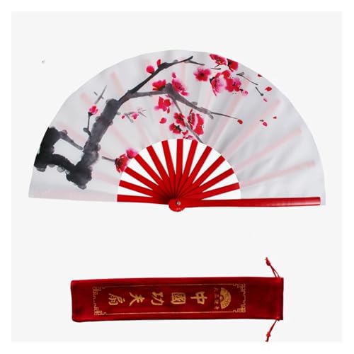 MTKSFDC Tai Chi FäCher Tai Chi Fan Weißer Pflaumenblüten-Fan Klassischer Kung Fu Ring Fan Fitness Cheongsam Show Dance Performance Fan(B3 34cm) von MTKSFDC