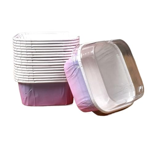Muffins PapierföRmchen 50 Set braune Buchstaben Muffin Cupcake Pappbecher quadratisch Cupcake Liner mit Deckel Backen Muffin Box Cup Case Tablett Geburtstag Kuchen Party Dekor(Purple) von MTKSFDC