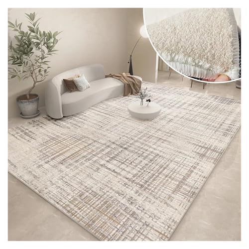 Schlafzimmer Teppich Moderne Teppiche for Wohnzimmer, abstrakte große Fläche, Plüschteppiche, Schlafzimmerdekoration, Nachttischteppich, graue verdickte Bodenmatte, Lounge-Teppich(Black,200x300cm) von MTKSFDC