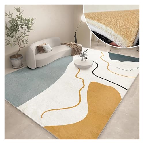 Schlafzimmer Teppich Moderne Teppiche for Wohnzimmer, abstrakte große Fläche, Plüschteppiche, Schlafzimmerdekoration, Nachttischteppich, graue verdickte Bodenmatte, Lounge-Teppich(Dark Khaki,120x160cm von MTKSFDC