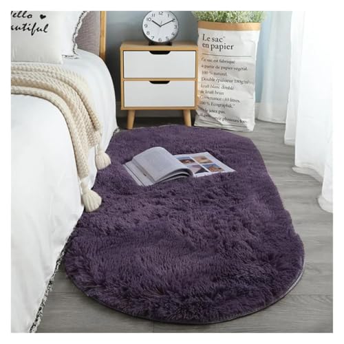 Schlafzimmer Teppich Ovaler, weicher, seidiger Plüsch-Teppich, moderne Heimdekoration, Wohnzimmer, Sofa, Couchtisch, Bodenteppich, Mädchen-Schlafzimmer, Fußmatte, Balkonkissen(Gray Purple,80x160CM(31. Schlafzimmer Teppich Ovaler, weicher, seidiger Plüsch-Teppich, moderne Heimdekoration, Wohnzimmer, Sofa, Couchtisch, Bodenteppich, Mädchen-Schlafzimmer, Fußmatte, Balkonkissen(Gray Purple,80x160CM(31. von MTKSFDC