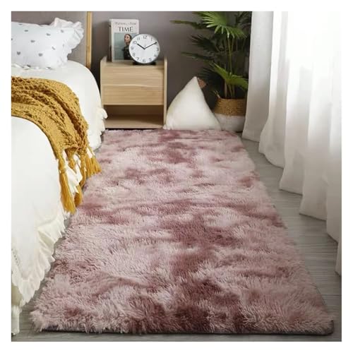 Schlafzimmer Teppich Weiche Teppiche for Schlafzimmer, flauschiger, rutschfester Batik-Fuzzy-Shag-Plüsch-weicher, zotteliger Nachttischteppich, Batik-Wohnzimmerteppich(Deep pink,50x80cm I 19x31in) von MTKSFDC