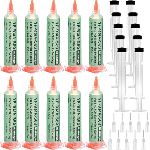 MTLEE 10 Set No Clean Löt-Flussmittelpaste mit Kolben und Dosierspitze, 10 cc bleifreies Kolophonium-Lötflussmittel für Elektronik, Zinnlöten, Leiterplatten und Kupfer-Elektrodraht MTLEE 10 Set No Clean Löt-Flussmittelpaste mit Kolben und Dosierspitze, 10 cc bleifreies Kolophonium-Lötflussmittel für Elektronik, Zinnlöten, Leiterplatten und Kupfer-Elektrodraht von MTLEE