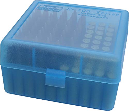 MTM 100 Round Flip-Top Rifle Ammo Box 22-25, 308 W, 243 (Clear Blue) von MTM