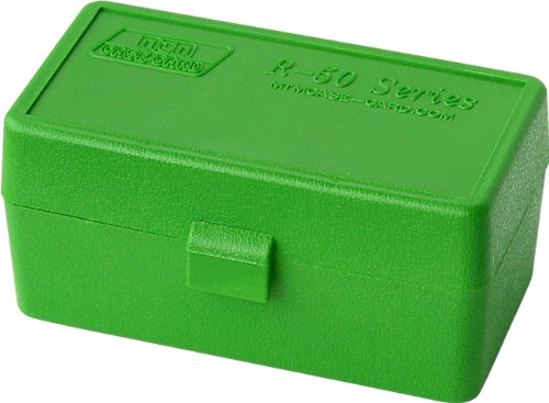 MTM 50 Round Flip-Top Rifle Ammo Box 22 Hornet, .30 Carbine, .218 BEE (Green) by von MTM