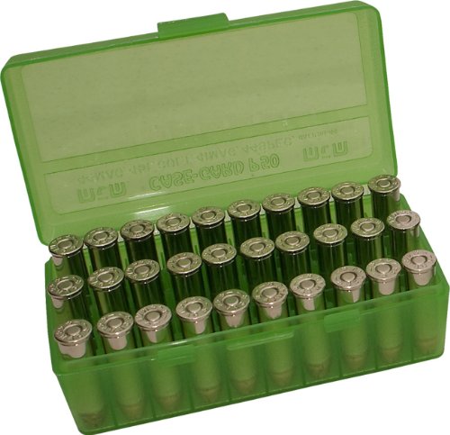 MTM 50 runde Munitionskiste mit Klappdeckel 41/44 Cal (grün transparent) von MTM