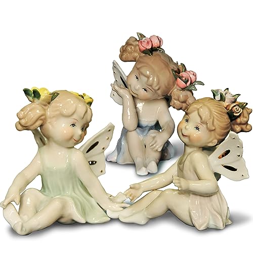 MTME Porzellan-Figur, 3-teilig, Feenstatue und Skulptur, Heimdekoration, handgefertigtes Geschenk von MTME