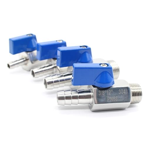 MTMXALBBR BSP-Standard-Außengewinde-Schlauchanschluss-Edelstahl-Sanitär-Mini-Kugelhahn mit blauem Kunststoffgriff for Kugelhähne leisurely(1I2inchX8mm 96g) von MTMXALBBR