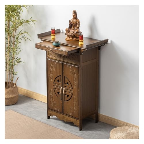 MTNBHH Altartisch aus Massivholz mit Aufbewahrung, chinesischer Meditationstisch, Pooja-Schrank for Zuhause, Gebetsbank, ausziehbare buddhistische Altarmöbel(80cm) von MTNBHH