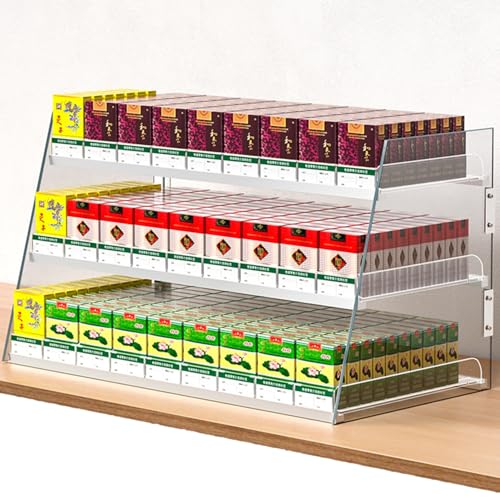 Automatischer Zigarettenschieber-Präsentationsständer, Acryl-Wandhalterung oder Theken-Organizer-Ständer for die Tabakvitrine im Einzelhandelsgeschäft, Supermarkt(3 floors 208packs) von MTNBHH