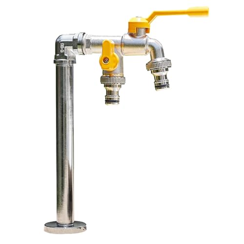 Frostsicherer Außenwasserhahn, Gartenwassersäule aus Messing mit Zwei Auslässen, Frostschutzhydrant for den Rasen im Hof(23 * 42cm/9 * 16.5in) von MTNBHH
