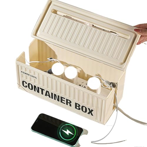 Große Kabelmanagementbox for TV- und Schreibtisch-Kabelmanagement – ​​Kabel-Organizer-Box for Homeoffice, Computer, Router, USB-Hub und Steckdosenleiste – sicheres ABS-Material, Kabel-Versteckbox(Beig von MTNBHH