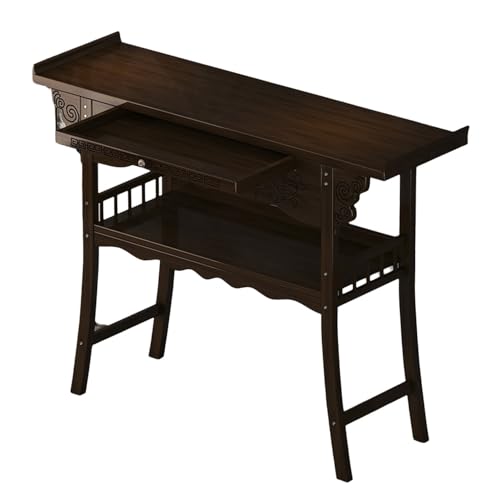 MTNBHH Altartischregal im traditionellen Stil, ausziehbarer Aufbewahrungstisch for Meditationsschreine for Weihrauch, Gebet und Heimtempel(120cm) von MTNBHH