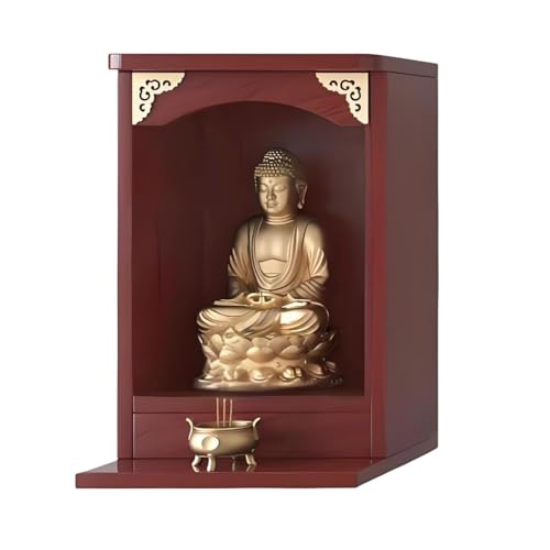 MTNBHH An der Wand montierter Buddha-Altar, Schreinregal aus massivem Bambusholz mit Geländer for Meditation, Gebet und Opfertisch, Wohndekoration(Schwarz,26x26x45cm/10x10x17.7in) von MTNBHH