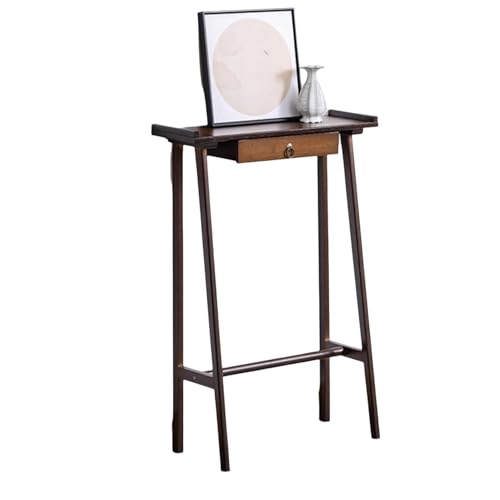 MTNBHH Bambus-Konsolentisch mit Schublade, schmaler Eingangstisch mit achtförmigen Beinen for Flur, Wohnzimmer, Schlafzimmer(Schwarz,60cm) von MTNBHH