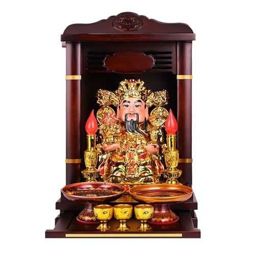 MTNBHH Buddha-Altarregal aus massivem Holz mit ausziehbarer Schublade, Wand- oder Tisch-Meditationsraum-Organizer for den Heimgebrauch(Red,13.7in/35cm) von MTNBHH