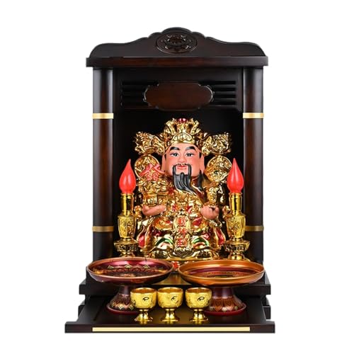 MTNBHH Buddha-Altarregal aus massivem Holz mit ausziehbarer Schublade, Wand- oder Tisch-Meditationsraum-Organizer for den Heimgebrauch(Schwarz,17.7in/45cm) von MTNBHH