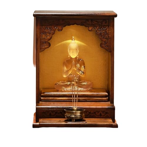 MTNBHH Buddhistischer Altarschrank aus Teakholz zur Wandmontage, handgeschnitztes Schreinregal mit Ziehplatte, Meditationstisch for die Dekoration des Home Office MTNBHH Buddhistischer Altarschrank aus Teakholz zur Wandmontage, handgeschnitztes Schreinregal mit Ziehplatte, Meditationstisch for die Dekoration des Home Office von MTNBHH