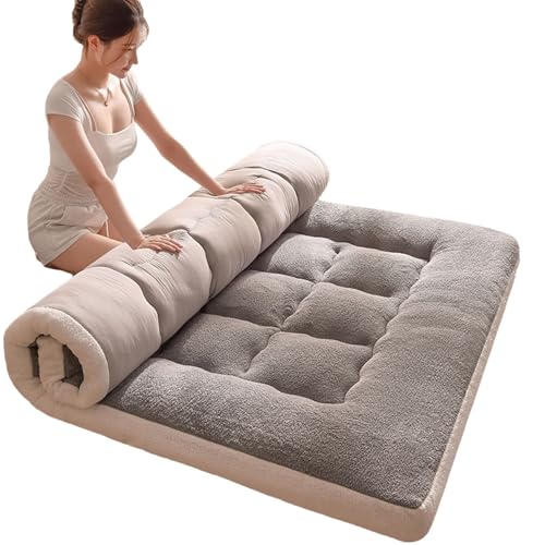 MTNBHH Faltbare Futonmatratze im japanischen Stil, tragbares Dickes Bett for Studenten, Gäste, Reisen – Verschiedene Größen und Farben(Gray,200X220cm) von MTNBHH