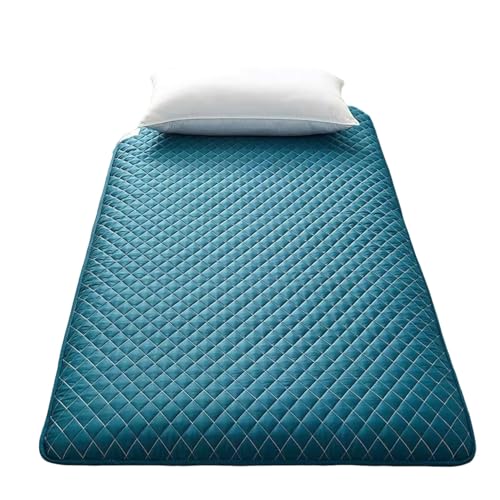 MTNBHH Faltbare japanische Futonmatratze, tragbares, aufrollbares Bodenbett for Erwachsene – Einzel- und Doppelgröße, 5 cm dick, rutschfest, einfache Lagerung, for Gäste/Camping(Blue,120x200cm) von MTNBHH