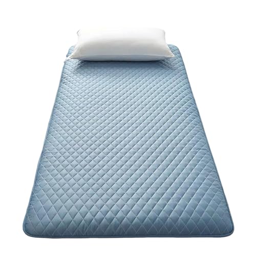 MTNBHH Faltbare japanische Futonmatratze, tragbares, aufrollbares Bodenbett for Erwachsene – Einzel- und Doppelgröße, 5 cm dick, rutschfest, einfache Lagerung, for Gäste/Camping(Light Blue,180x200cm) von MTNBHH