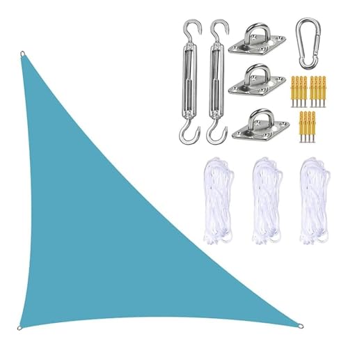 MTNBHH Gleichseitiges dreieckiges Sonnensegel, 95% UV-Schutz, Oxford-Gewebe mit Seilen und Hardware-Kit for Garten, Terrasse, Rasen(Blau,3.6 * 3.6 * 3.6m/11.8 * 11.8 * 11.8ft) von MTNBHH